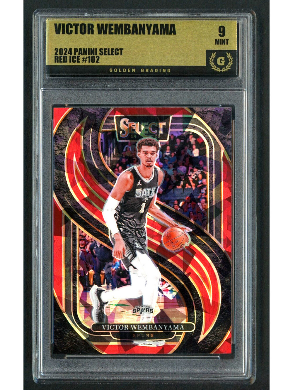 2024 Panini Select #102 Victor Wembanyama Spurs Red Ice Prizm Graded Mint 9
